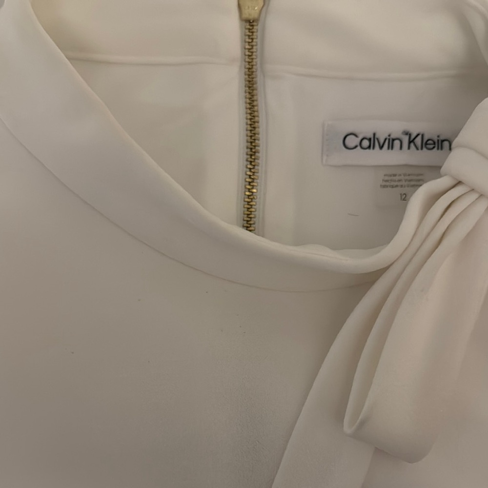 Calvin Klein White Dress with Bow Detail